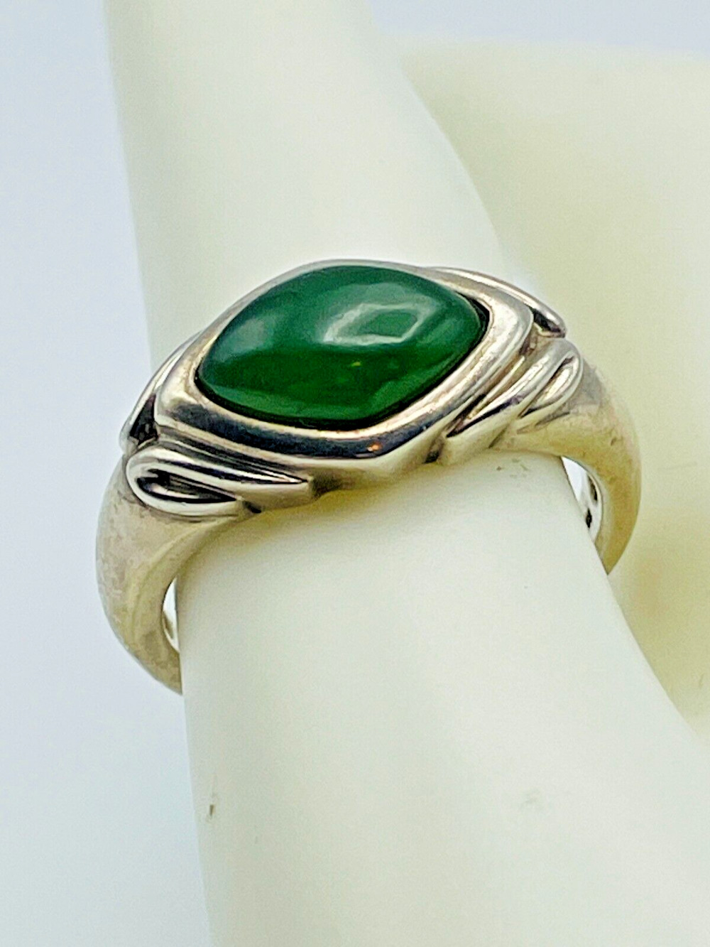 Gemondo Green Jade Sterling Silver Ring Size 9 Geometric 925 Jadeite Gemstone